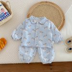 [73-100cm]レインボー ボーダー 小犬 セットアップ ルームウェア - Image 8