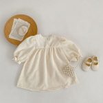 [73-110cm]コーデュロイ フラワー クリー ワンピース - Image 9