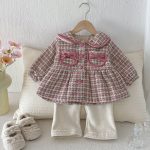 [73-100cm] チェック柄 ウール 中綿 コート - Image 9