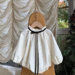 [66-90cm] レース 裏起毛 ロンパース - Image 7