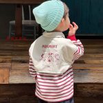 [90-140cm]ボーダー柄 POLOネックトップス - Image 6