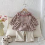 [73-100cm] チェック柄 ウール 中綿 コート - Image 3