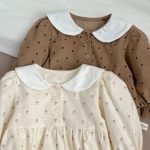 [66-100cm]ドット 小花柄 ロンパース