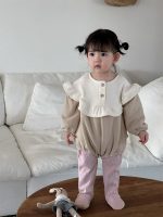 [66-90cm]コントラストカラーのフリル付き ロンパース - Image 4