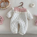 [66-90cm] 小花柄 キルティング フリルカラー カバーオール - Image 6