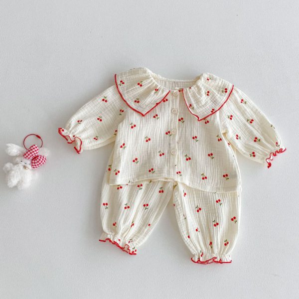 [66-100cm]チェリー柄 セットアップ