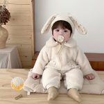 [66-100cm] 蝶結び柄 カバーオール&フード - Image 3