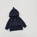 [73-110cm] 無地 フード付き ニット カーディガン - Image 2