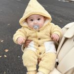 [66-100cm] 星柄 フード あったか カバーオール - Image 2