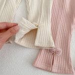 [66-100cm]リボンバーサタイルリブ フレアパンツ - Image 6