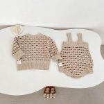 [66-100cm]ダイヤ柄 ニット カーディガン、ロンパース - Image 5