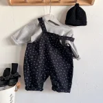 [66-90cm] 小花柄 サロペットORインナーシャツ - Image 2