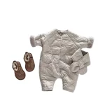 [66-90cm] スカーフ付き キルティング オールインワン - Image 4