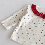 [66-100cm]丸首 さくらんぼ柄 セットアップ ルームウェア