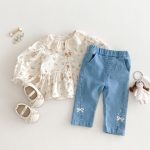 [73-120cm]可愛 蝶結 デニムパンツ - Image 8