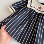 [73-130cm]レトロ 刺繍 ストライプ ワンピース - Image 5