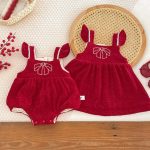 [66-100cm] 蝶結び 刺繍 あったか ロンパース、ワンピース - Image 5