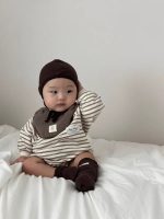 [66-90cm]ボーダー 丸首 ロンパース - Image 6