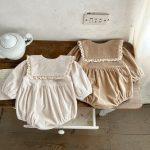 [66-100cm]フリル襟 コーデュロイ ロンパース - Image 9