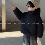 [90-160cm]秋冬用 シンプル フード付き 中綿アウター - Image 5