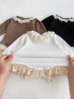 [66-90cm] レース襟リブ ロンパース - Image 15