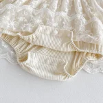 [66-90cm]ロンパース リボン レース ナチュラル シンプル - Image 5