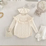 [66-90cm] フリルフラワー ロンパース - Image 5