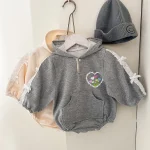 [66-90cm] リボン ハート柄 ロンパース