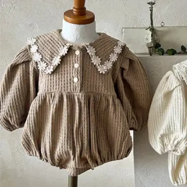 [66-90cm] デイジー襟 パフスリーブ ロンパース