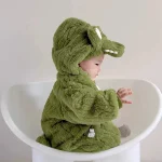 [66-100cm] 恐竜デザイン ボア オールインワン - Image 2