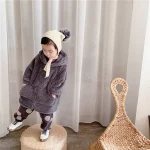 [80-130cm] フード付き シンプルデザイン ボア アウター - Image 2