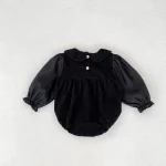 [66-90cm] ノーカラーコーデュロイ ロンパース - Image 3