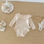 [66-90cm]ロンパース フリル襟 肌触り良い ベビー服 - Image 4