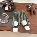 [66-100cm] ボーダー ボア パンツ - Image 2