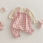 [73-100cm]サロペットOR長袖Tシャツ 可愛い ピンク チェック おしゃれ - Image 10