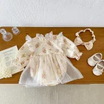 [66-120cm]ロンパース OR ワンピース 肩フリル レース風 - Image 7