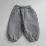 [73-100cm] 韓国風 ポケット付き ボア付き カジュアル パンツ - Image 3