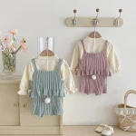 [66-100cm] フリル トップス &ネコ 刺繡 3点セット - Image 16