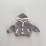 [73-120cm] フード付き カジュアル ボア セットアップ - Image 4