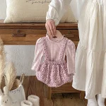 [73-100cm] 花柄 サロペット & トップス 2点セット - Image 7