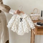 [66-90cm]ロンパース ベビー 可愛い リボン付き ドット柄 - Image 8