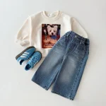 [80-130cm] 犬柄 プルオーバー トレーナー