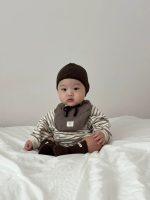 [66-90cm]ボーダー 丸首 ロンパース - Image 4