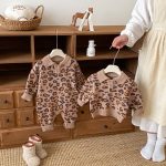 [66-120cm]レオパード ニット カバーオールorセーター - Image 7