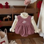 [66-90cm] ハート 刺繍 あったか ロンパース - Image 5