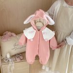 [66-90cm] ポンポン付き フード カバーオール - Image 5