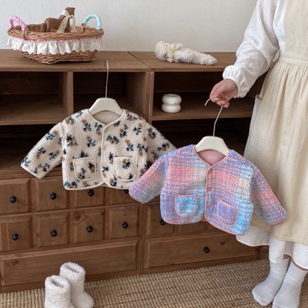 [73-120cm] 花柄 チェック 中綿 ジャケット