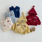 [73-120cm] 刺繍 フード付き スターあったか アウター - Image 4