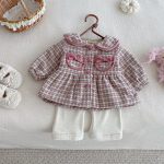 [73-100cm] チェック柄 ウール 中綿 コート - Image 13