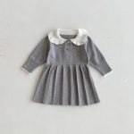 [73-110cm]韓国風 ニット プリーツワンピース - Image 2